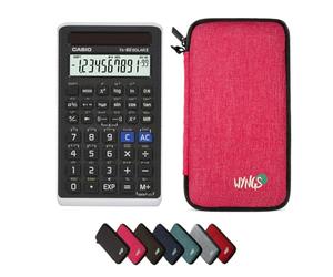 Casio fx-82 Solar II con Funda Protectora WYNGS Rosa - Calculadora Científica - Paquete Básico