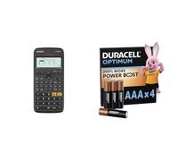 Casio FX-82DE X ClassWiz - Calculadora científica técnica, Color Negro, (No Apto para el currículo español), Idioma Alemán + Duracell Optimum Pack de 4 AAA