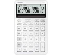 Casio Calculadora de escritorio JW-200DQ – 12 dígitos, solar y a pilas, pantalla LCD grande, blanca
