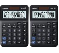 Casio MS-10F - Calculadora de Escritorio, 10,1 x 2,7 x 14,8 cm, Color Negro (Paquete de 2)