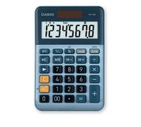 Casio Calculadora de sobremesa MS-80E – pantalla LCD extra-grande 8 dígitos, solar/pilas, azul
