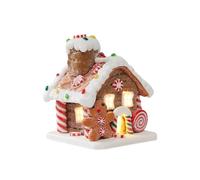 Casita de Jengibre Decorativa, casita de Dulces navideña de Arcilla polimérica con Luces LED, Funciona con Pilas, Figura de Pueblo de Jengibre navideño para Decoraciones navideñas