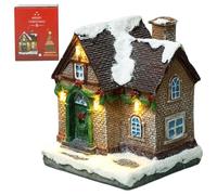 Casitas navideñas con luz LED de 7, 6 x 7, 6 x 10 cm. Adorable casita navideña a pilas, ideal para decoración de fiestas navideñas en interiores o como regalo de cumpleaños. Conjunto de casita navi
