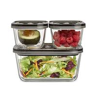 CASO VacuBoxx Eco kit - Kit con 3 recipientes para alimentos y un adaptador para CASO envasadoras al vacío |1 x 1.500 ml, 2 x 500 ml | apto para lavavajillas, sin BPA, recipiente de vidrio