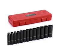 CASOMAM Juego de llaves de impacto de 3/8 pulgadas, 6 puntos, métrico, profundo, CR-V, 7 mm a 19 mm, juego de 13 piezas