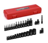 CASOMAN Juego de 32 llaves Torx y hembra externas, 14 puntas de estrella (T8- T70) y 13 enchufes hembra E-Torx (E4-E24), incluye 5 adaptadores de enchufe de impacto
