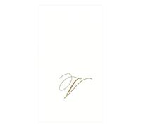 Caspari Paper Linen Towels, Initial V, Pack of 24 White Pearl-Toallas de Papel de Lino para Invitados, Monograma Inicial V, Paquete de 24, Blanco, Guest Towel