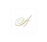 Caspari Servilletas de cóctel de Lino de Papel con Inicial Dorada Signature Gold Initial, Perla Blanca, 12.7x0.5x12.7 cm, 30