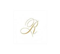 Caspari Servilletas de cóctel de Lino de Papel con Inicial Dorada Signature Gold Initial R, Perla Blanca, 12.7 x 0.5 x 12.7 cm, 30