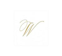 Caspari Servilletas de cóctel de Lino de Papel con Inicial Dorada Signature Gold Initial W, Perla Blanca, 12.7x0.5x12.7 cm, 30