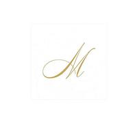 Caspari Signature Gold Initial M - Servilletas de papel y lino, color blanco perla, paquete de 30