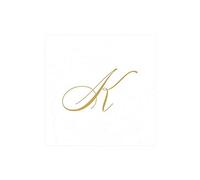 Caspari Signature Gold Initial - Servilletas de papel (30 unidades), color blanco K K
