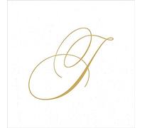 Caspari Signature Gold Initial - Servilletas de papel (30 unidades), color blanco, papel, White Pearl, 12.7 x 0.5 x 12.7 cm