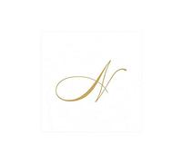 Caspari Signature Gold Initial - Servilletas de papel (30 unidades), color blanco, papel, White Pearl, 12.7 x 0.5 x 12.7 cm
