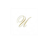 Caspari Signature Gold Initial - Servilletas de papel (30 unidades), color blanco U 12.7 x 0.5 x 12.7 cm White Pearl
