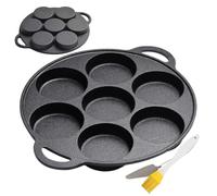 Cast Iron Pancake Pan - 7 Holes Egg Frying Pan | Nonstick Frying Pans | Versatile Kitchen Cookware Household Tool For Cooking Steak Crepe Pizza Breakfast Frrying Baking Grilling Stove Campfire