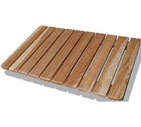 Castelmerlino Tarima para ducha en madera de alerce con listones atornillados 49x79 cm para platos de ducha 70x100