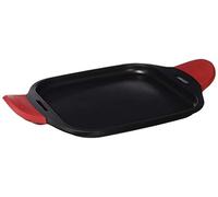 CASTEY - Bandeja de Inducción de Castey, 35 cm, Modelo IP35, Asador Antiadherente, Color Rojo, Asas de Silicona Fijas, Mejor Manejo y Mayor Comodidad