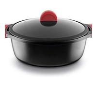 Castey - Cacerola alta IO20 de aluminio fundido para inducción, 20 cm y 1,8 L, ideal para guisos y salsas, con tapa incluida y diseño rojo moderno para cocina diaria Medium