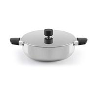 CASTEY - Cacerola Baja de Baltic, 32 cm, Acero Inoxidable, Color Plateado, Tecnología Trimetal Induction, Revestimiento Antiadherente, Distribuye de Forma Homogénea el Calor, Resistente y Duradera
