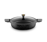 CASTEY - Cacerola Baja de Inducción, 30 cm, Modelo 1-R30, Aluminio, con Tapa, Revestimiento Antiadherente, Distribuye de Forma Homogénea el Calor, Resistente y Duradera, Libre de PFOA