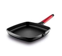 CASTEY - Grill Asador de Inducción, 22 cm, Modelo 2-IP22, Color Rojo, Mango Desmontable, Sartén Antiadherente de Aluminio, Distribución Homogénea del Calor