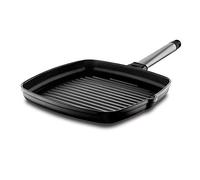 CASTEY - Grill Asador de Inducción, 22 cm, Modelo 6-G22, Mango de Acero Inoxidable, Sartén Antiadherente de Aluminio, Distribución Homogénea del Calor, Fácil de Limpiar