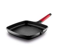 CASTEY - Grill Asador de Inducción, 27 cm, Modelo 2-IG27, Color Rojo, Mango Desmontable, Sartén Antiadherente de Aluminio, Distribución Homogénea del Calor