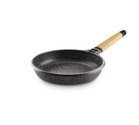 Castey - Sartén Stone Ceramic 22 cm, Acabado Negro, Mango Desmontable de Madera Natural, Aluminio Fundido, Antiadherente Cerámico Durion PFAS Free, Full Induction, Apta para Todas las Cocinas