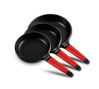 Castey - Set 3 Sartenes Inducción Mango Rojo 24-26-28 cm