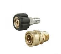 Caswynlife Adaptador de lavadora a presión M22 de 14 mm y 15 mm giratorio a acoplador de conexión rápida de 3/8 pulgadas, accesorio de manguera de acero inoxidable de latón para limpieza de alta