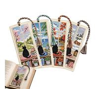 Cat Bookmark - Four Seasons Reading Page Marker, Embroidered Literary Companion, Fabric Book Holder | Decorative Novel Organizer Accessory for Teachers Librarians Readers Classroom Birthday Celebratio
