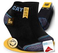 CAT CATERPILLAR POWER & COOL WORK SNEAKERS - 6 pares de calcetines de trabajo para zapatillas de trabajo, tallas 39-42, 43-46, 47-50, 6 Pares Negro, 47-50
