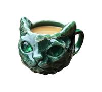 Cat Coffee Mug, Crystal Geode Tea Cup, Handmade Drinkware, Artistic Animal Design, Decorative Beverage Holder for Women, Men, Lovers, Home, Workstation Decor Color Green, Blue, Purple