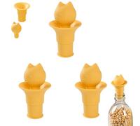 Cat Head Bottle Stopper with Funnel, 3 Pack Cute Cat Head Stopper, 2 in 1 Cat Wine Bottle Stopper and Funnel, Leak Proof Silicone Seal, Reusable Storage Tool for Wine, Oil, Vinegar, Soy Sauce