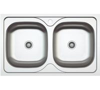 CATA Fregadero sobre encimera C-2 AG /C. 02625024. Dos cubetas. Inoxidable. acabado acero. Para mueble de 80 cm. Medidas 79x50