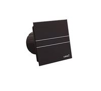 CATA E-100 BK - Extractor de aire para cuarto de baño - Serie E Methacrylate Timer - Frontal de cristal negro - Temporizador - Clase energética B - Extractor de baño silencioso - 15 cm de ancho