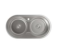 Cata | Fregadero de cocina | Modelo R 2 AG | 2 cubetas redondas | Mueble de 90 cm | Profundidad de 18 cm | Incluye accesorios