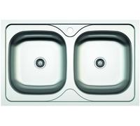 CATA Fregadero sobre encimera C-2 AG /C. 02625024. Dos cubetas. Inoxidable. acabado acero. Para mueble de 80 cm. Medidas 79x50