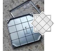 CATANK Tapa y Marco de alcantarilla metálicos Personalizables de 300x300 mm para tráfico Exterior, Tapa de Puerto de inspección Cuadrado de Alta Resistencia, Acceso Duradero a alcantarill