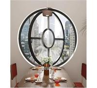 CATANK Ventana Circular giratoria de 360° para cobertizo, Ojo de Buey de Vidrio Templado con Efecto de Ondas de Agua para decoración del hogar, para privacidad y Control de la luz (Negro,