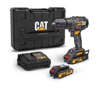 Caterpillar - Taladro atornillador a batería de 18 V, 2 baterías de 2,0 Ah de iones de litio, cargador DX11
