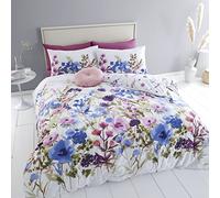 Catherine Lansfield Bedding Country Floral - Juego de Funda de edredón con Fundas de Almohada, diseño Floral, Color Rosa y Azul