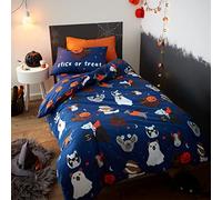 Catherine Lansfield Bedding - Juego de Funda de edredón y Fundas de Almohada para Cama Individual, diseño de Perros Que Brillan en la Oscuridad,