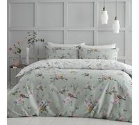 Catherine Lansfield Bedding Songbird - Juego de Funda de edredón con Fundas de Almohada, Color Verde Salvia