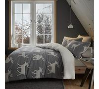 Catherine Lansfield Bedding Stag Sherpa - Juego de Funda de edredón y Fundas de Almohada (Jacquard),
