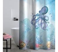 Catherine Lansfield Cortina de Ducha con diseño de Pulpo, 180 x 180 cm, Color Azul