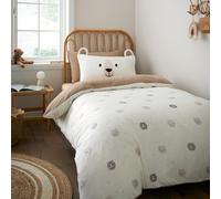 Catherine Lansfield Cosy Bear So Soft - Juego de Funda de edredón y Funda de Almohada para Cama Individual, Color Natural