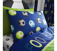 Catherine Lansfield Football Blue Juego de Funda Nórdica 160x220+50x110 + Sábana Bajera Blanca 90x200
