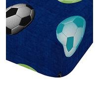 Catherine Lansfield Football Blue - Sábana Bajera y Funda de Almohada Blancas 140 x 200 + 50 x 80 (2)